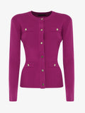 Crewneck cardigan with pockets and metal buttons