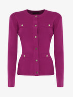 Crewneck cardigan with pockets and metal buttons