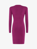 Abito in maglia a costine con bottoni metallici