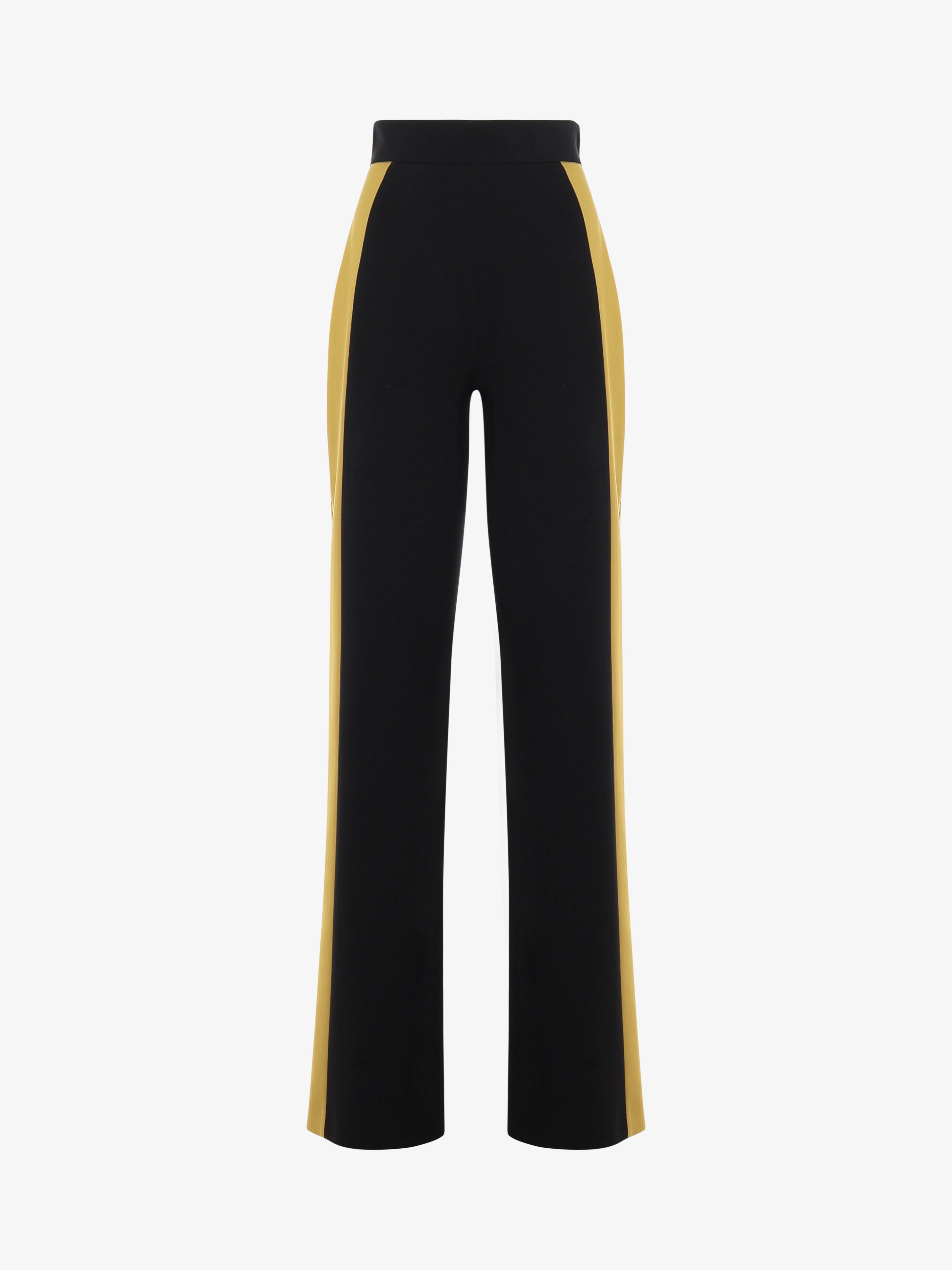 Pantaloni gamba dritta doppio colore in tessuto tecnico