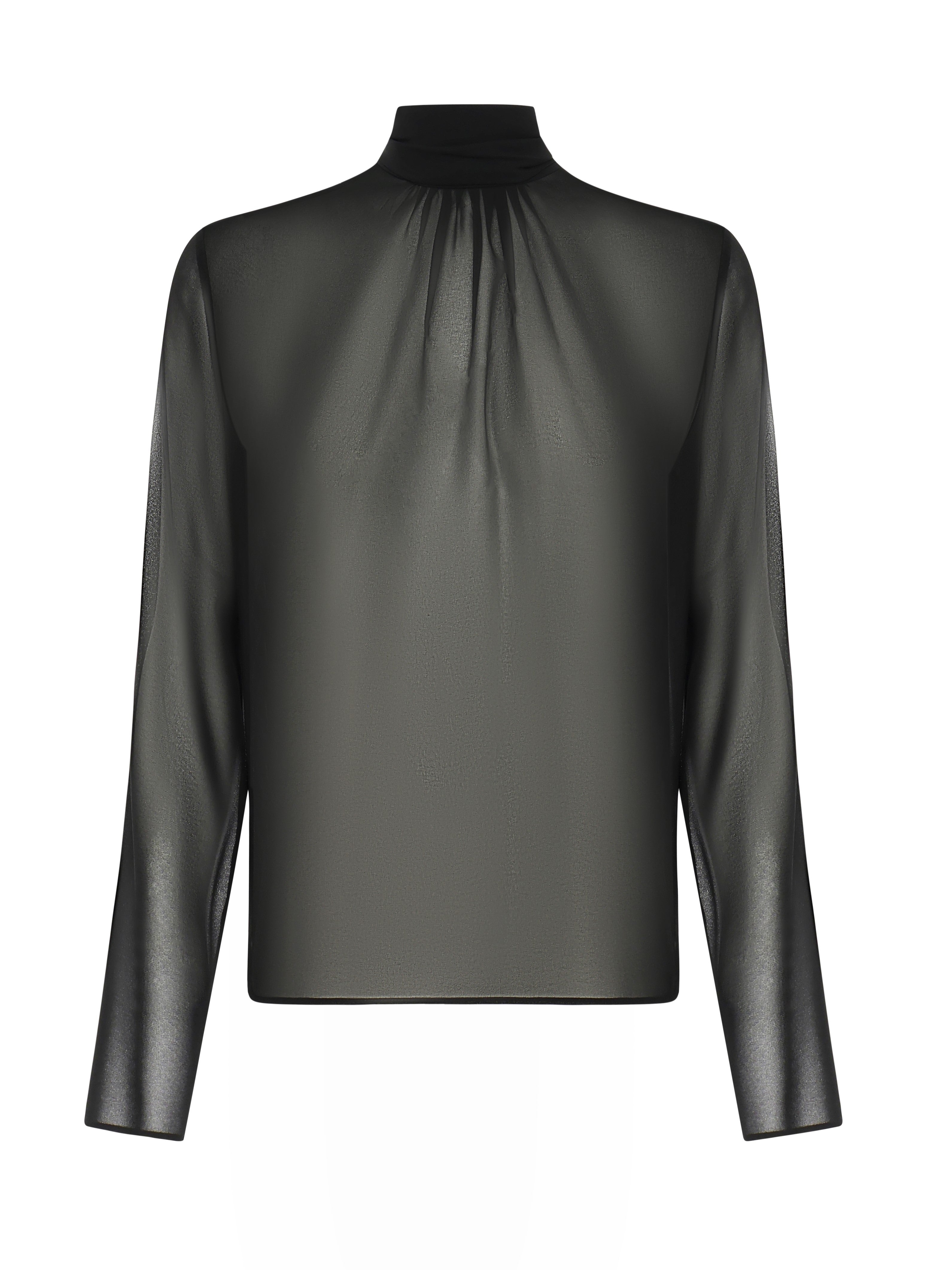 Blusa in georgette collo alto regolabile