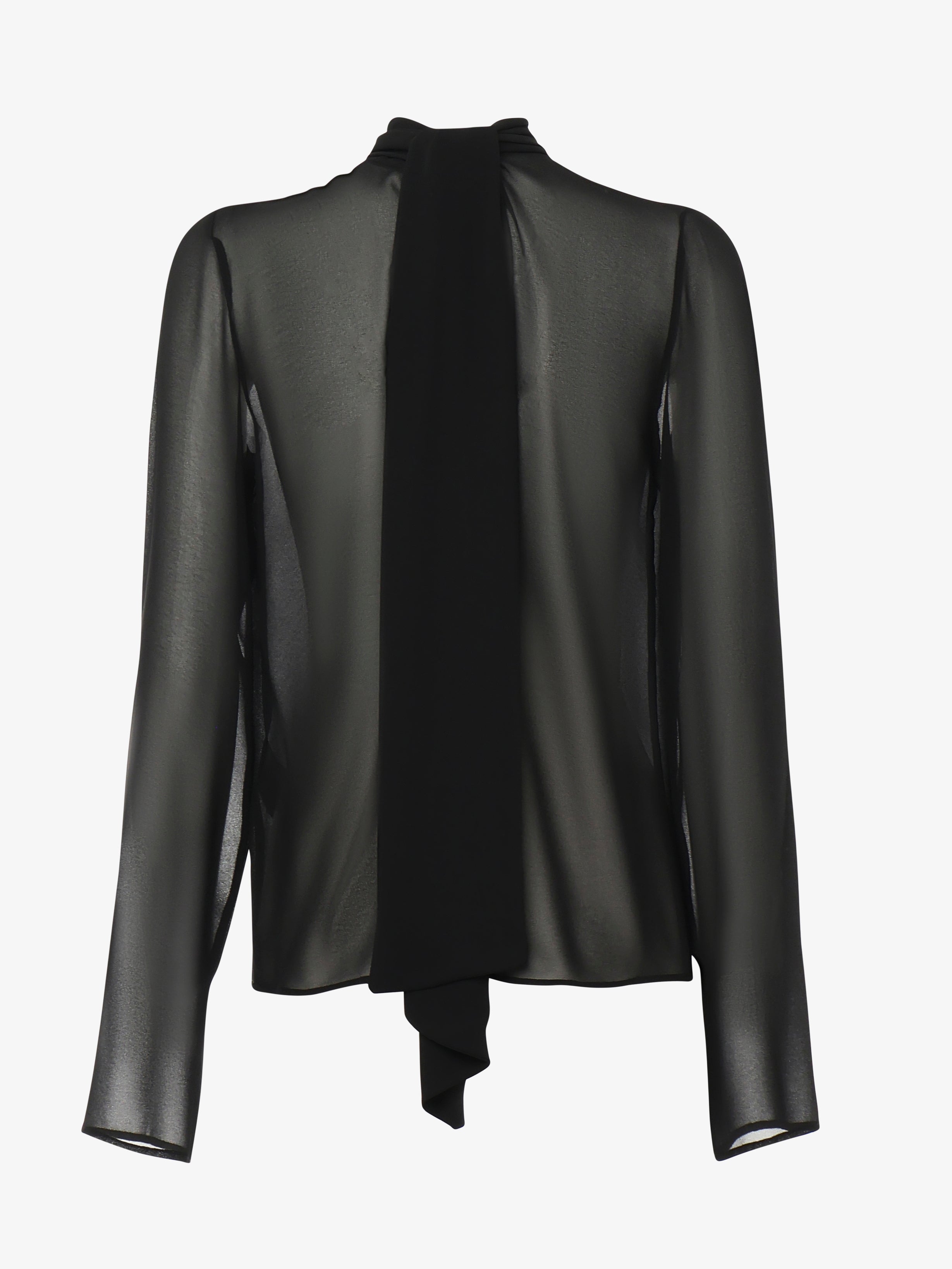 Blusa in georgette collo alto regolabile