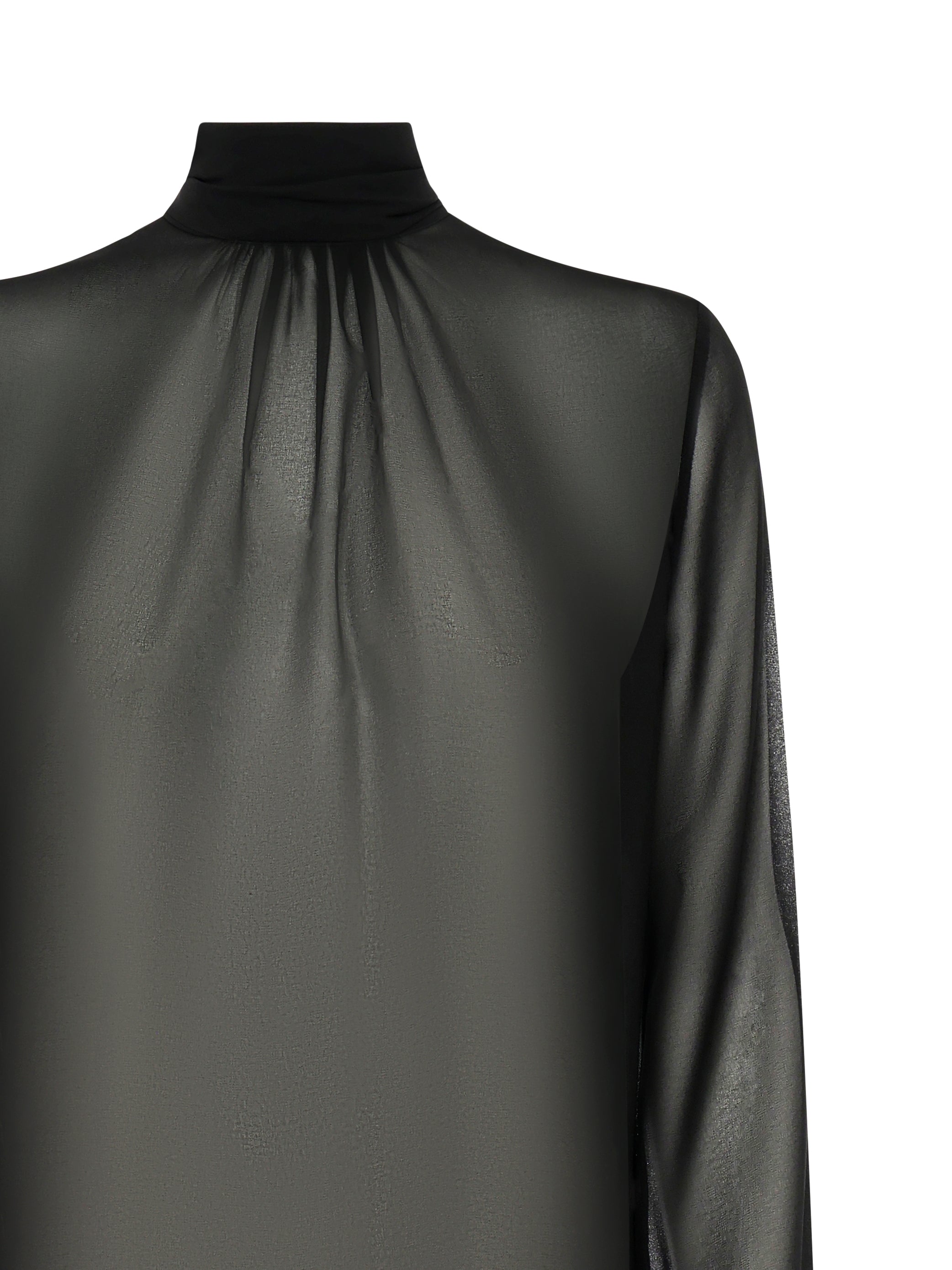 Blusa in georgette collo alto regolabile