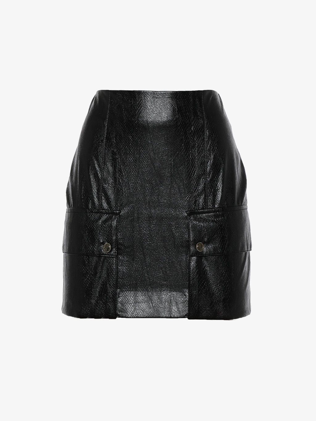 Mini skirt cargo in eco leather coconut