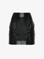 Mini skirt cargo in eco leather coconut