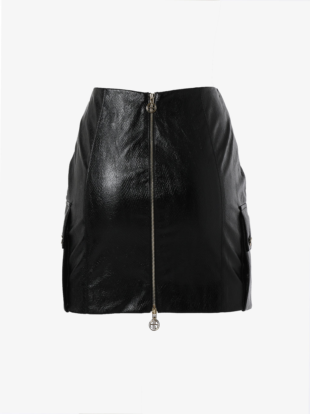 Mini skirt cargo in eco leather coconut