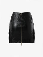 Mini skirt cargo in eco leather coconut