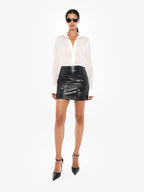 Mini skirt cargo in eco leather coconut