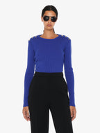 Crewneck sweater with metal buttons
