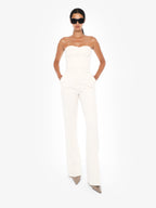Straight leg trousers in structured fabric