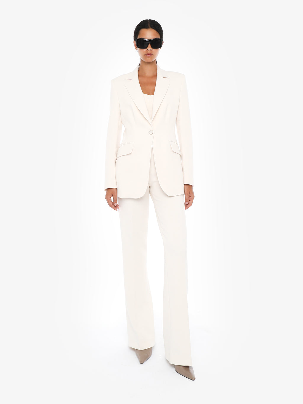 Straight leg trousers in structured fabric
