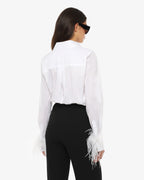 Poplin shirt with metal buttons and feather cuffs