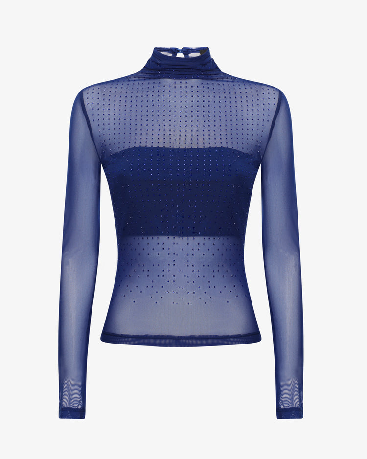 Maglia in rete con applicaizone strass