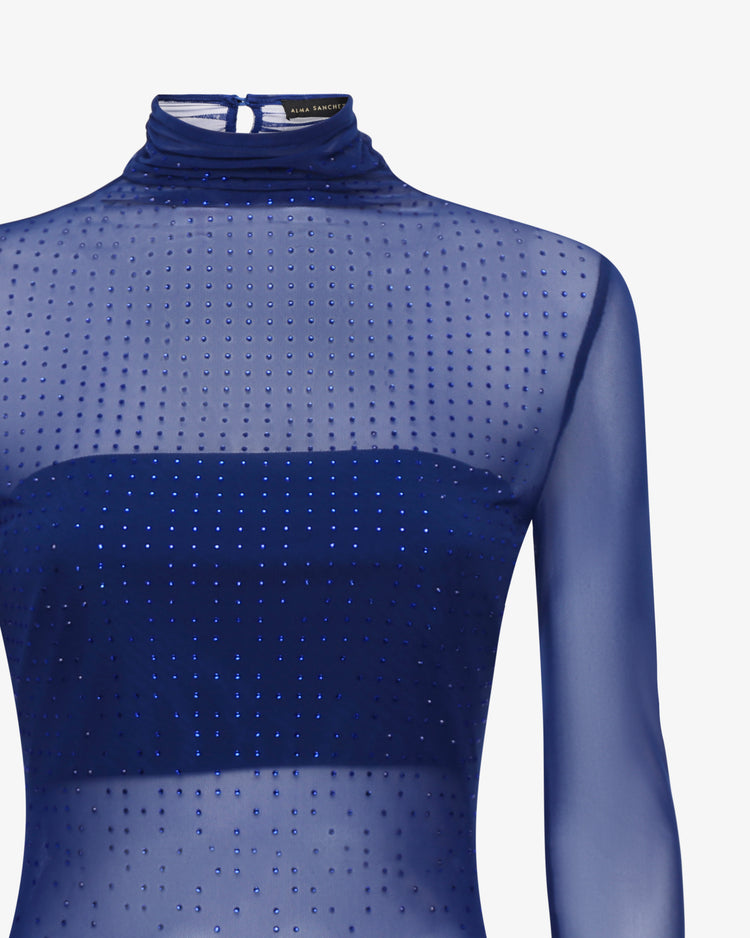 Maglia in rete con applicaizone strass