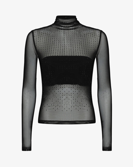 Maglia in rete con applicaizone strass