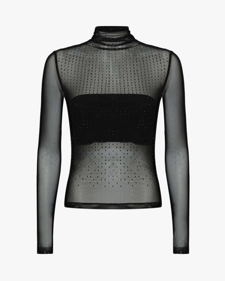 Maglia in rete con applicaizone strass