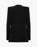 Giacca monopetto in tessuto tecnico e decorazione gioiello