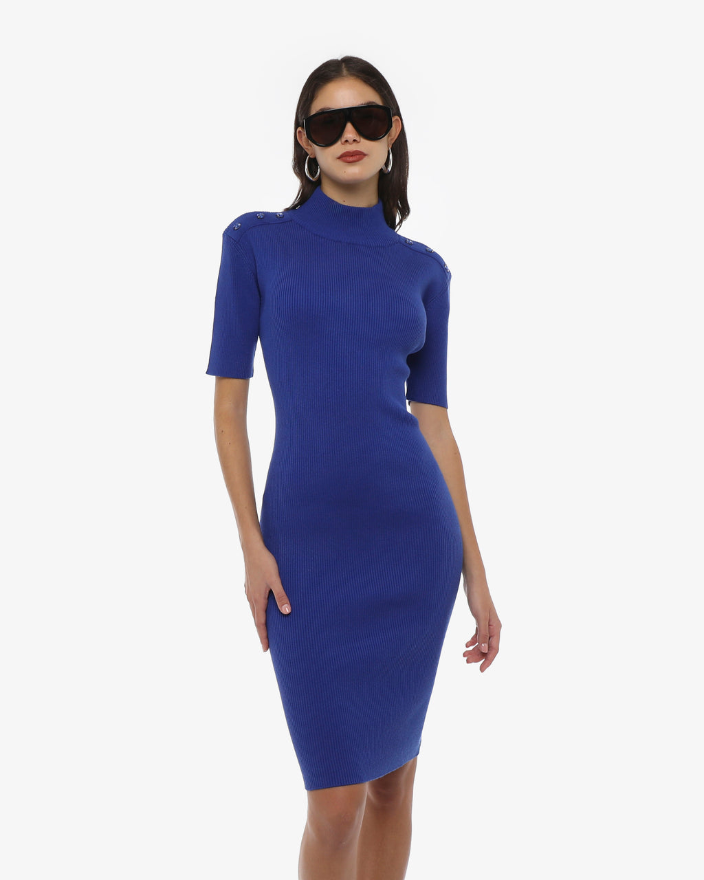 Mini knitted dress with stone decorations