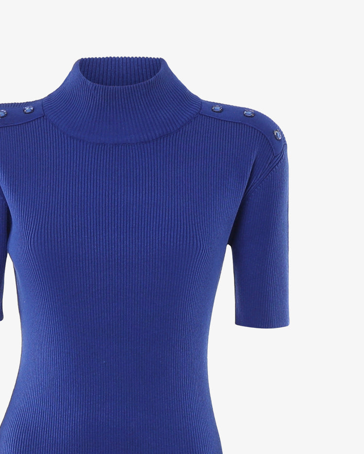 Mini knitted dress with stone decorations