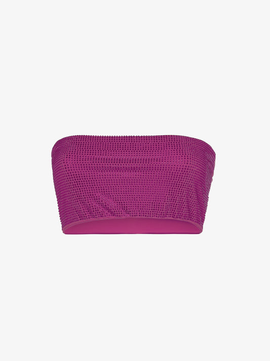 Top corto in jersey full strass