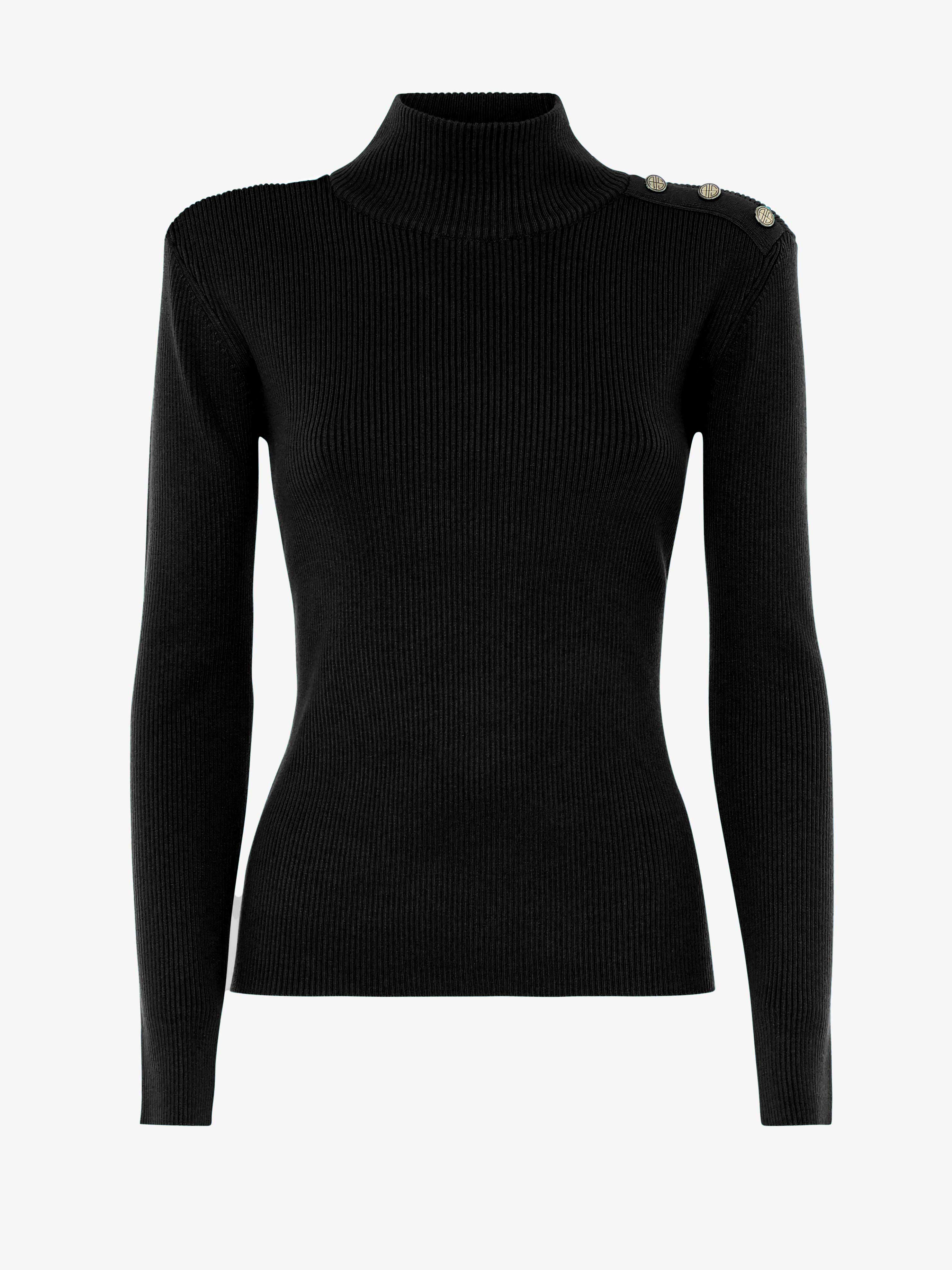 Maglia a collo alto con bottoni metallici