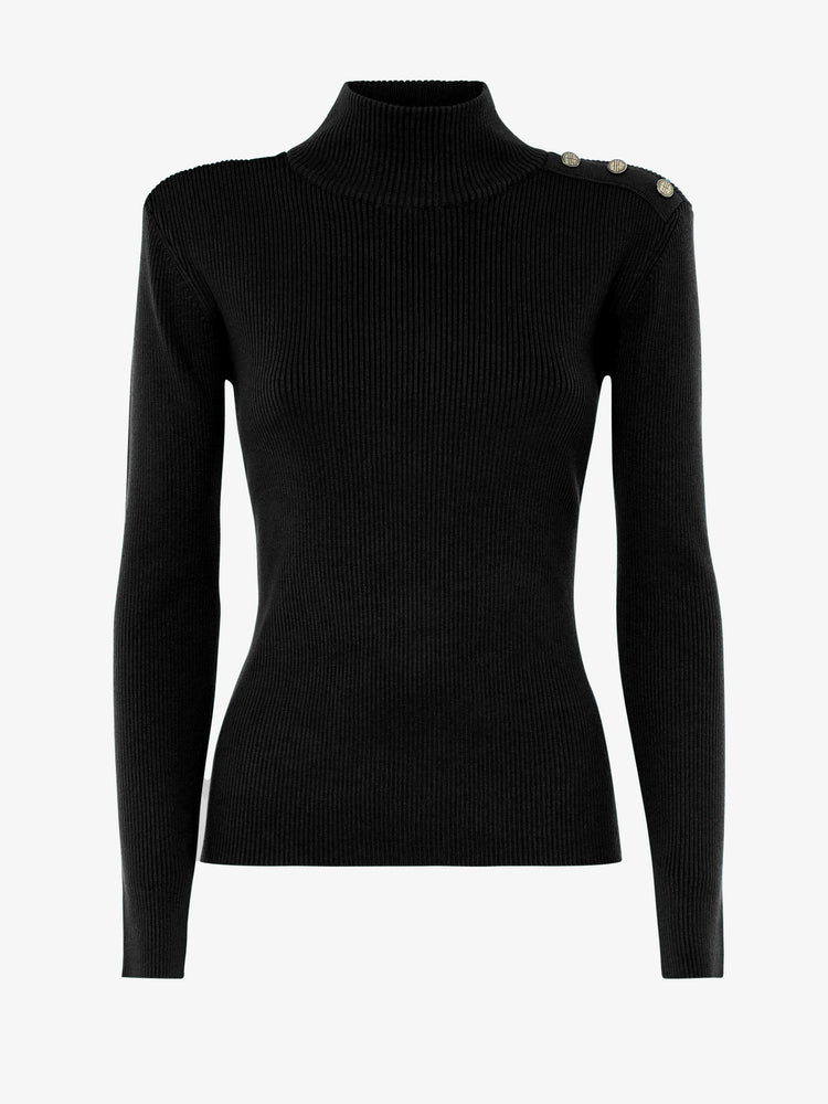 Maglia a collo alto con bottoni metallici