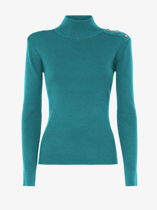Maglia a collo alto con bottoni metallici