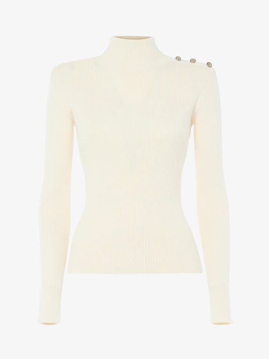 Maglia a collo alto con bottoni metallici