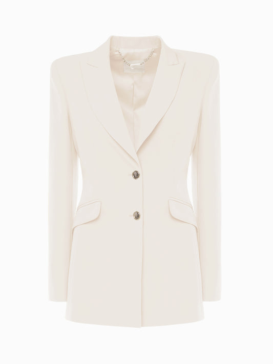 Giacca monopetto in tessuto tecnico con bottoni metallici