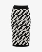Gonna midi in maglia jacquard fantasia