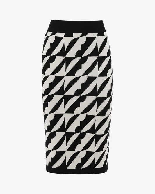 Gonna midi in maglia jacquard fantasia