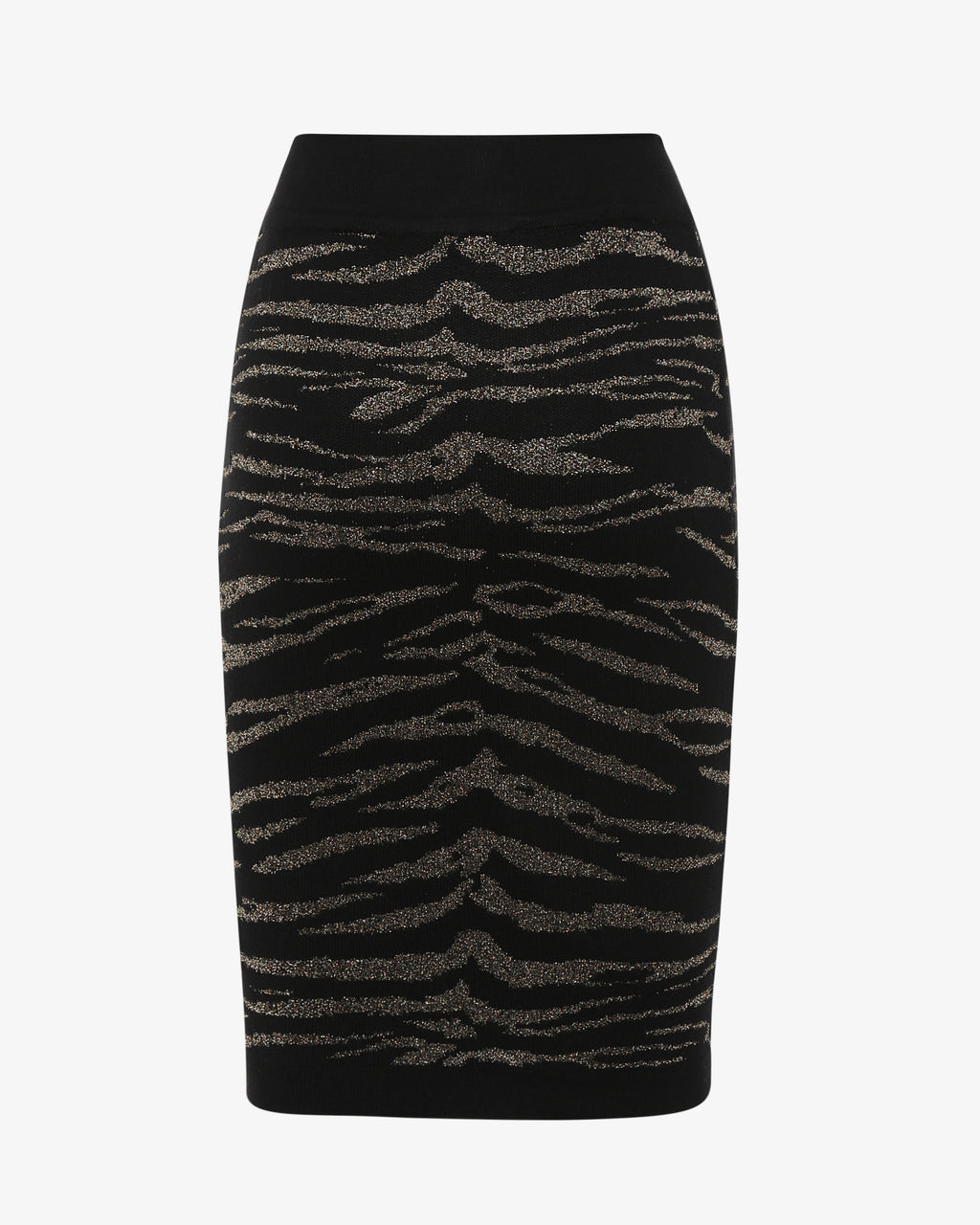 Gonna midi in maglia jacquard lurex con bottoni metallici