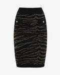 Gonna midi in maglia jacquard lurex con bottoni metallici
