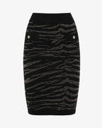 Gonna midi in maglia jacquard lurex con bottoni metallici