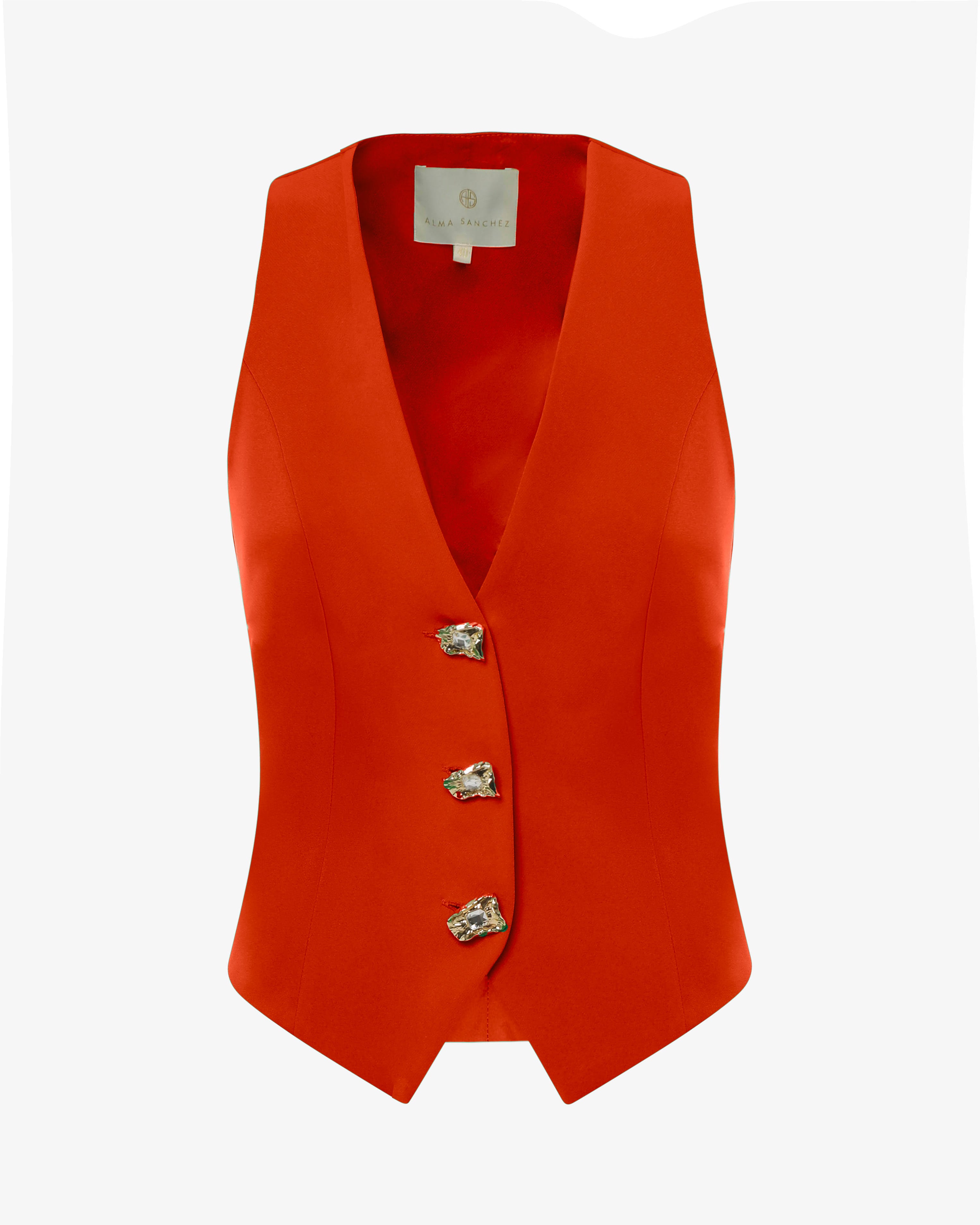 Gilet in crêpe con bottoni gioiello