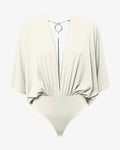 Body in jersey con scollo profondo e accessorio metallico