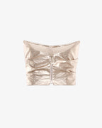Top senza spalline in tessuto metallizzato