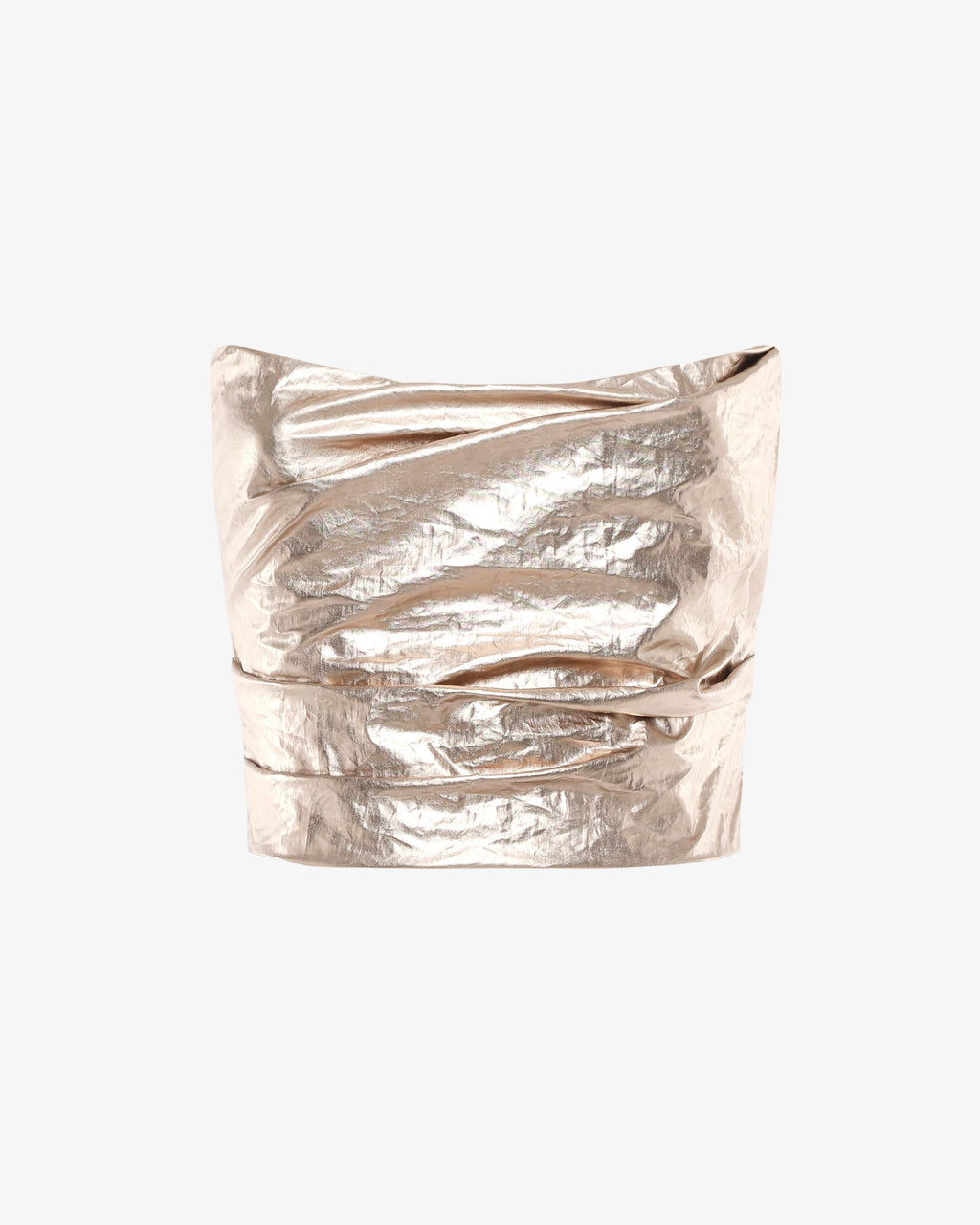 Top senza spalline in tessuto metallizzato