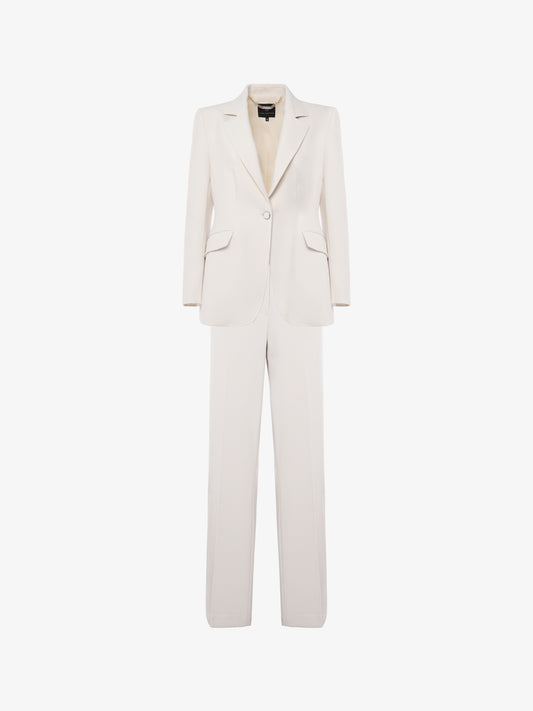 Tailleur monopetto pantalone gamba dritta in tessuto strutturato