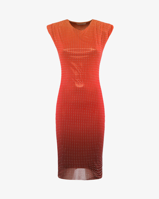 Abito mini in mesh sfumato con applicazioni