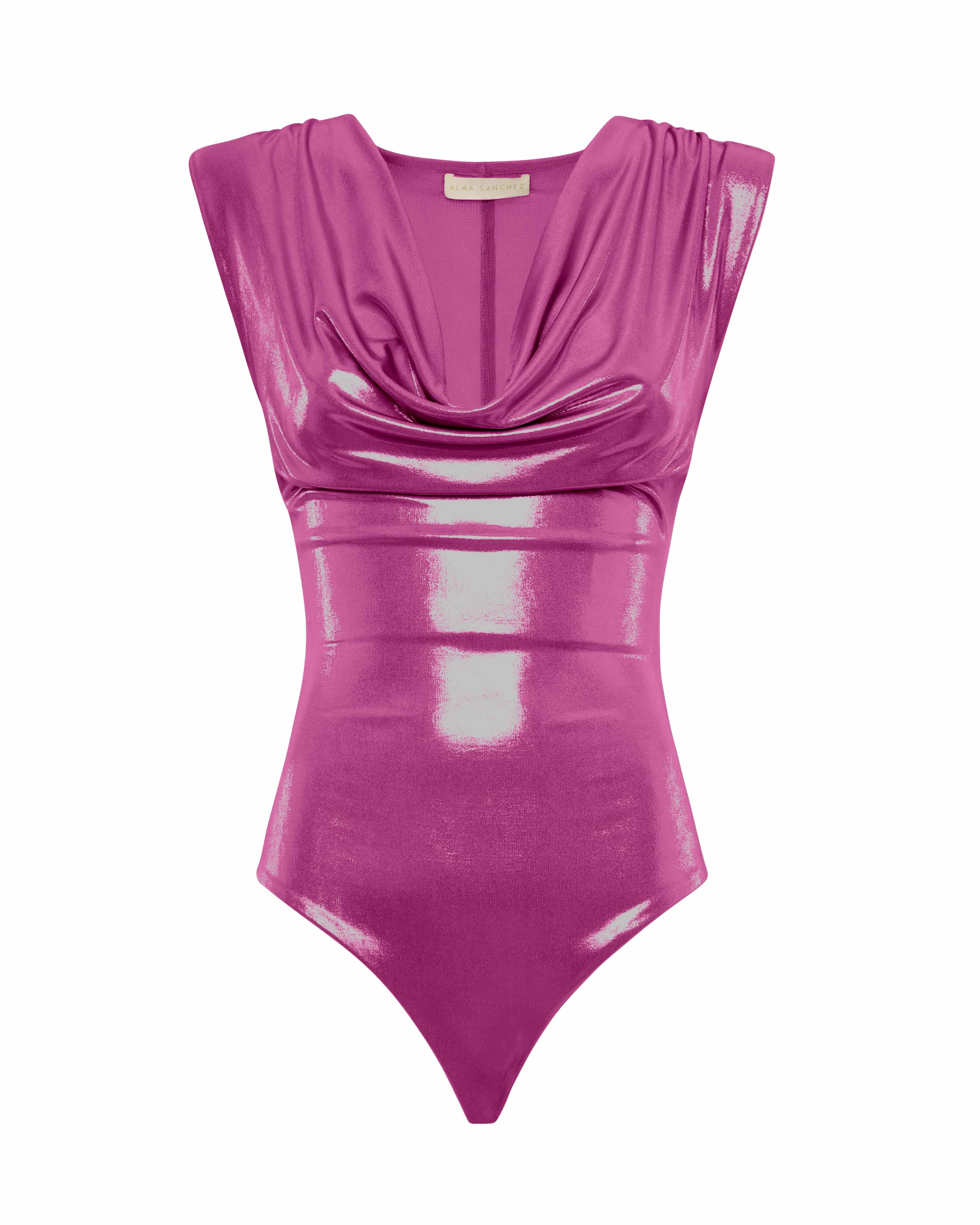 Body lungo scollo morbido in jersey metallizzato