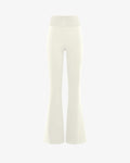 Pantaloni flare in tessuto tecnico crêpe con bustino alto in strass
