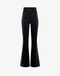 Pantaloni flare in tessuto tecnico crêpe con bustino alto in strass
