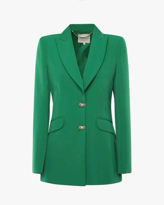 Giacca monopetto in tessuto tecnico con bottoni gioiello