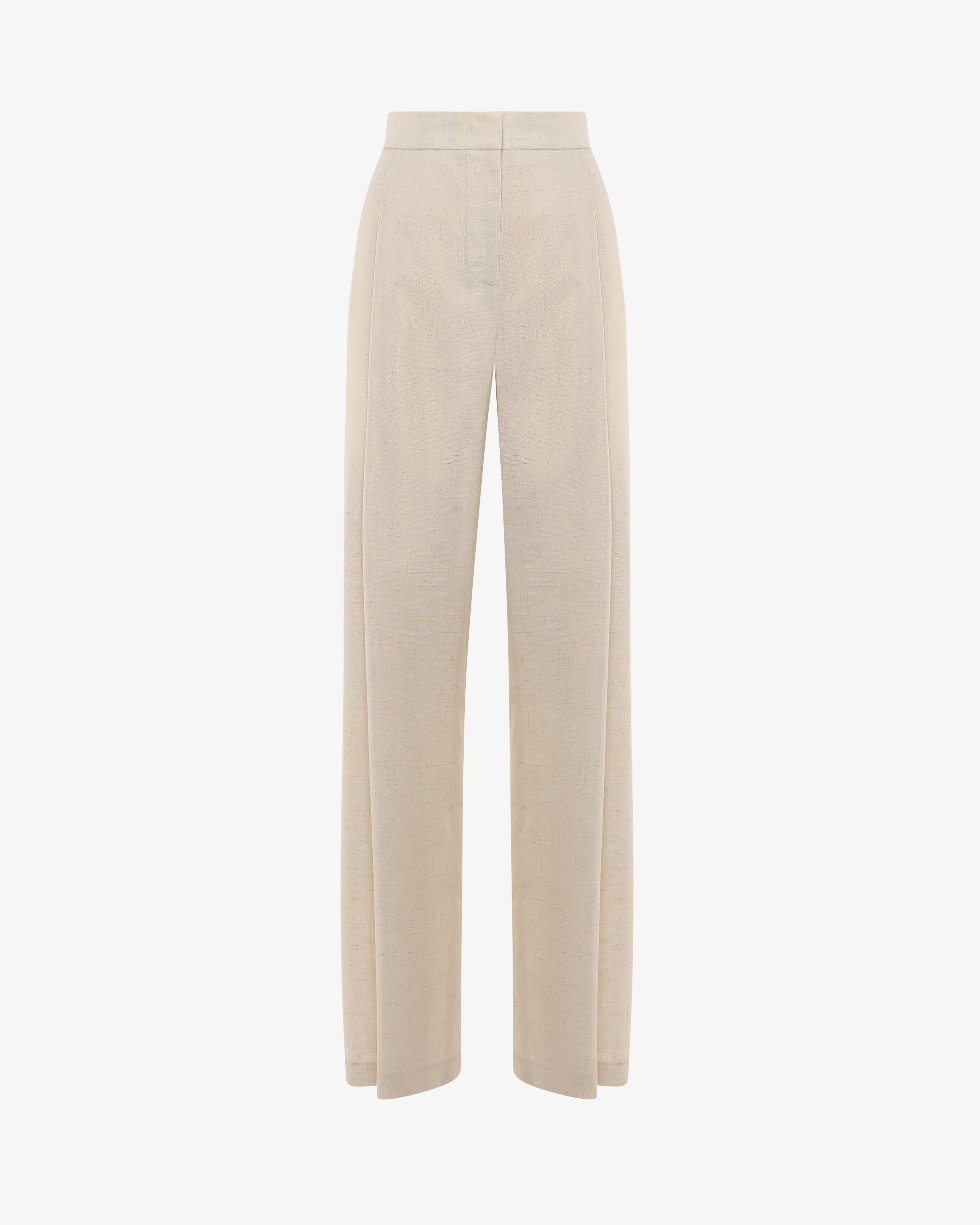 Pantaloni gamba dritta in lino metallizzato
