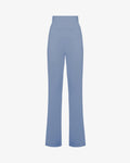 Pantaloni flare in tessuto tecnico crêpe con bustino alto