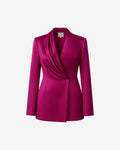 Giacca doppiopetto in satin con drappeggio