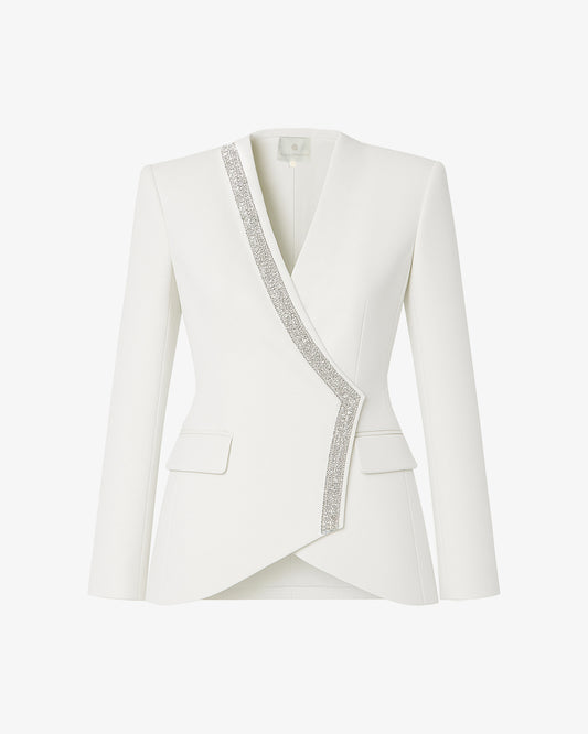 Giacca doppiopetto in crêpe con scollo gioiello