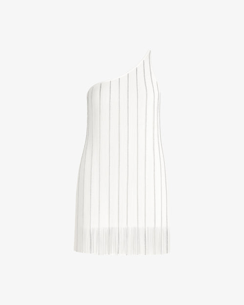 Abiti mini monospalla in jersey con frange gioiello