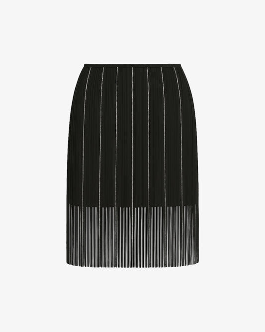 Gonna mini in jersey con frange gioiello